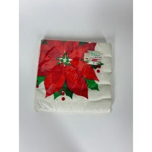 Vintage New Party Papers Poinsettia Christmas Napkins 20 Count 90s 5x5 Sealed
